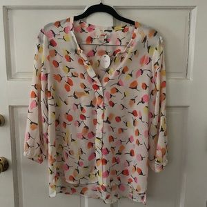 NWT C&E Floral Button Down Blouse Medium